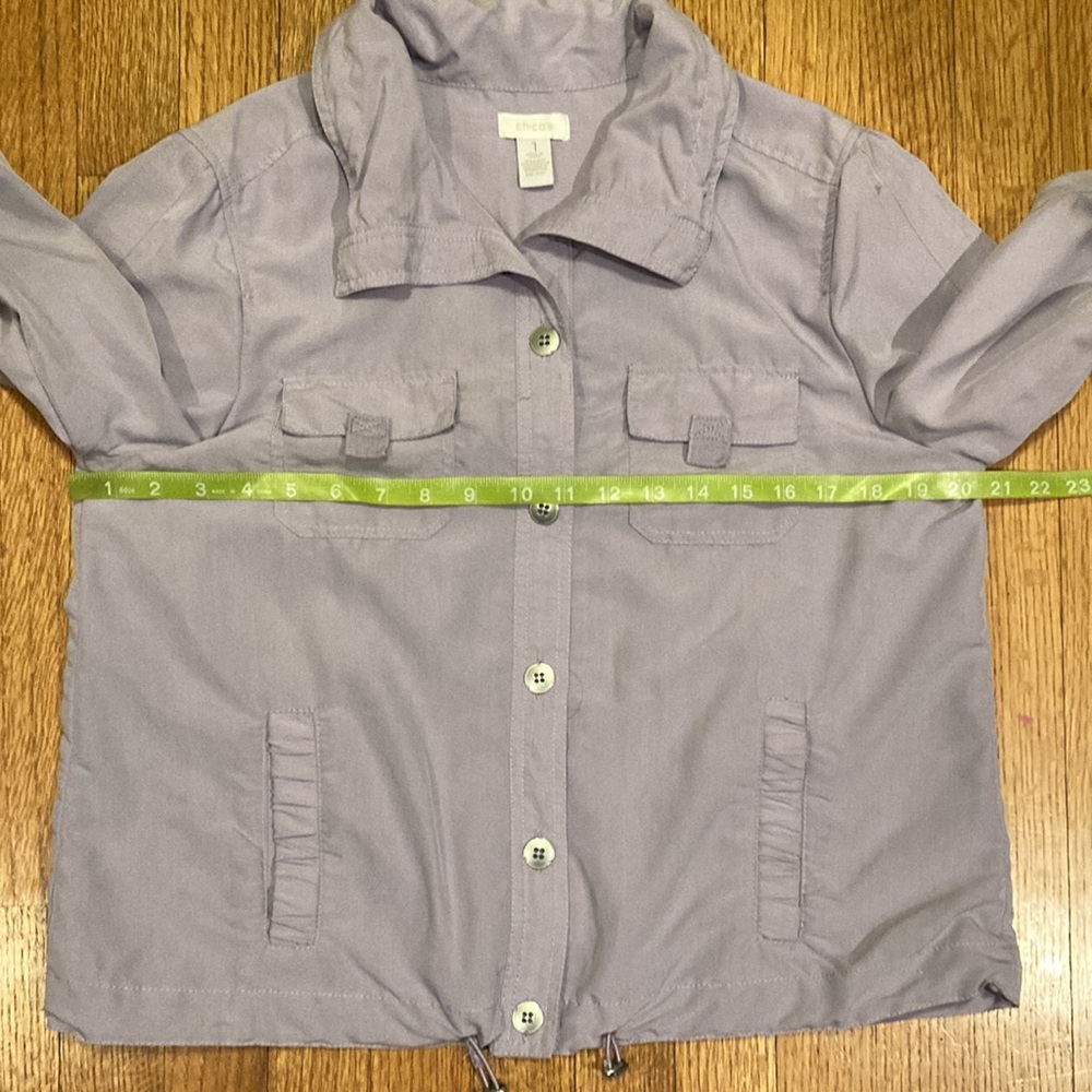Chico's lavender Button-Front Utility Jacket - Picture 9 of 15